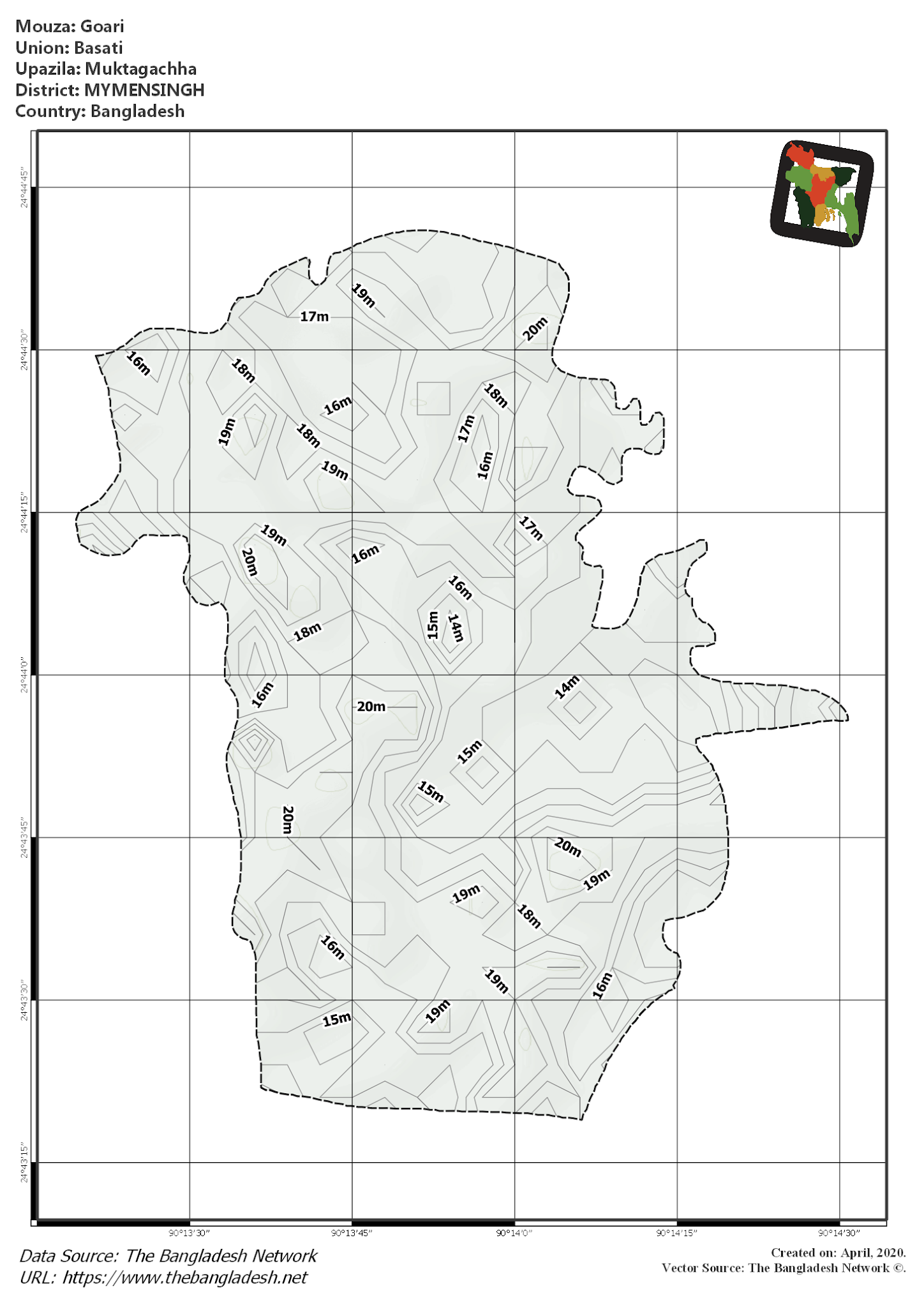 Map of Goari Mouza of Muktagachha Upazila, MYMENSINGH, Bangladesh.