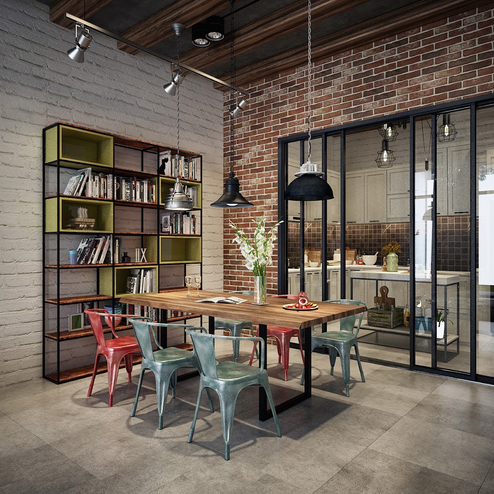 industrial-style-dining-table-and-chairs