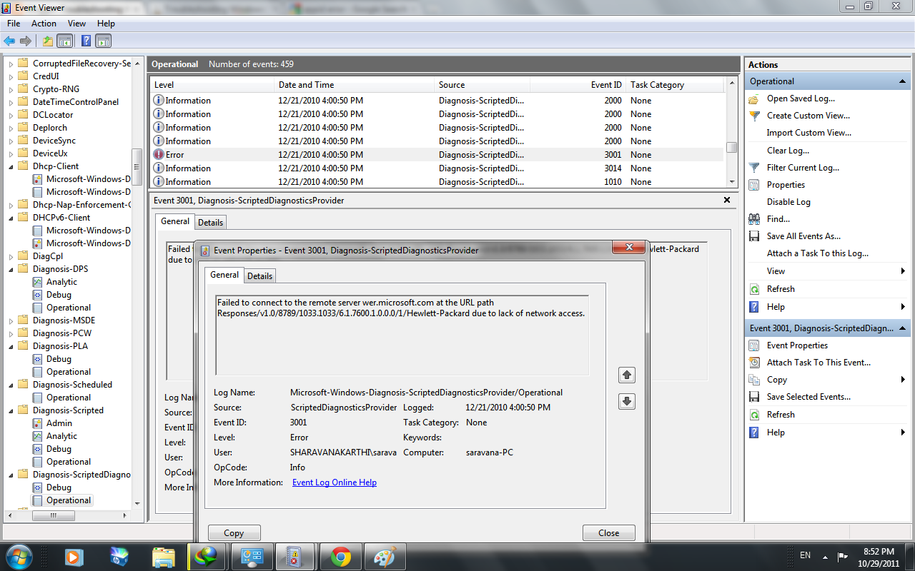 Troubleshooting Windows Errors And Solutions Event 3001, Diagnosis