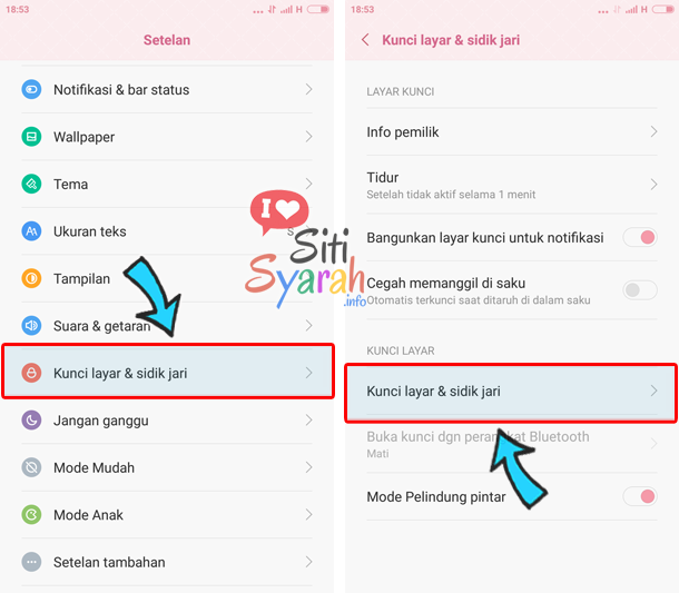 cara kunci sidik jari android 