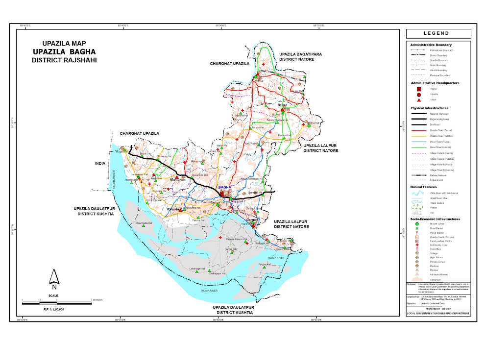 Bagha Upazila Map Rajshahi District Bangladesh