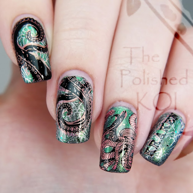 Anchor and Heart Lacquer You Are My Home Kraken nail art 