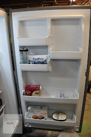 Inside upright fridge organized :: OganizingMadeFun.com