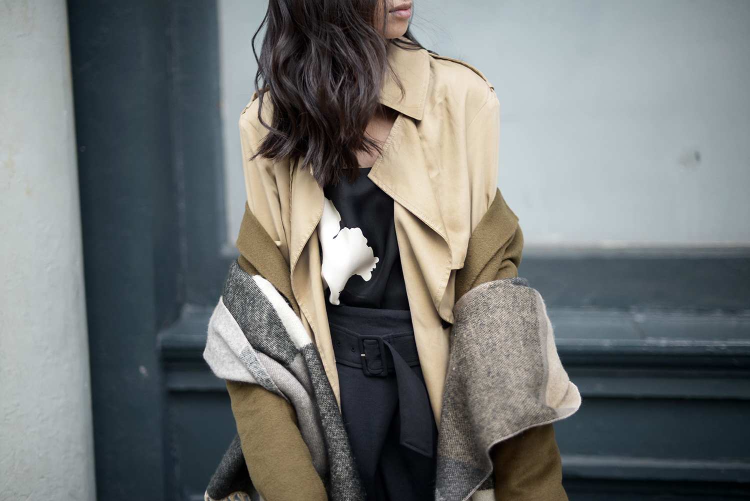 FOREVERVANNY Olive Wool Coat Trench Coat Layers Style