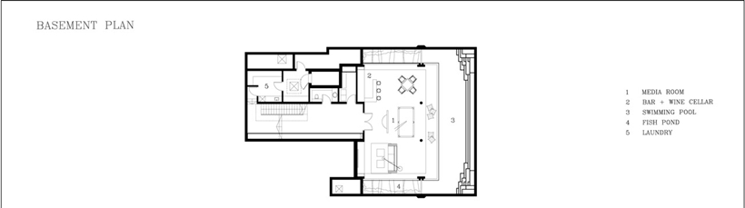 Basement floor plan of Amazing home with impressive green roof, Singapore