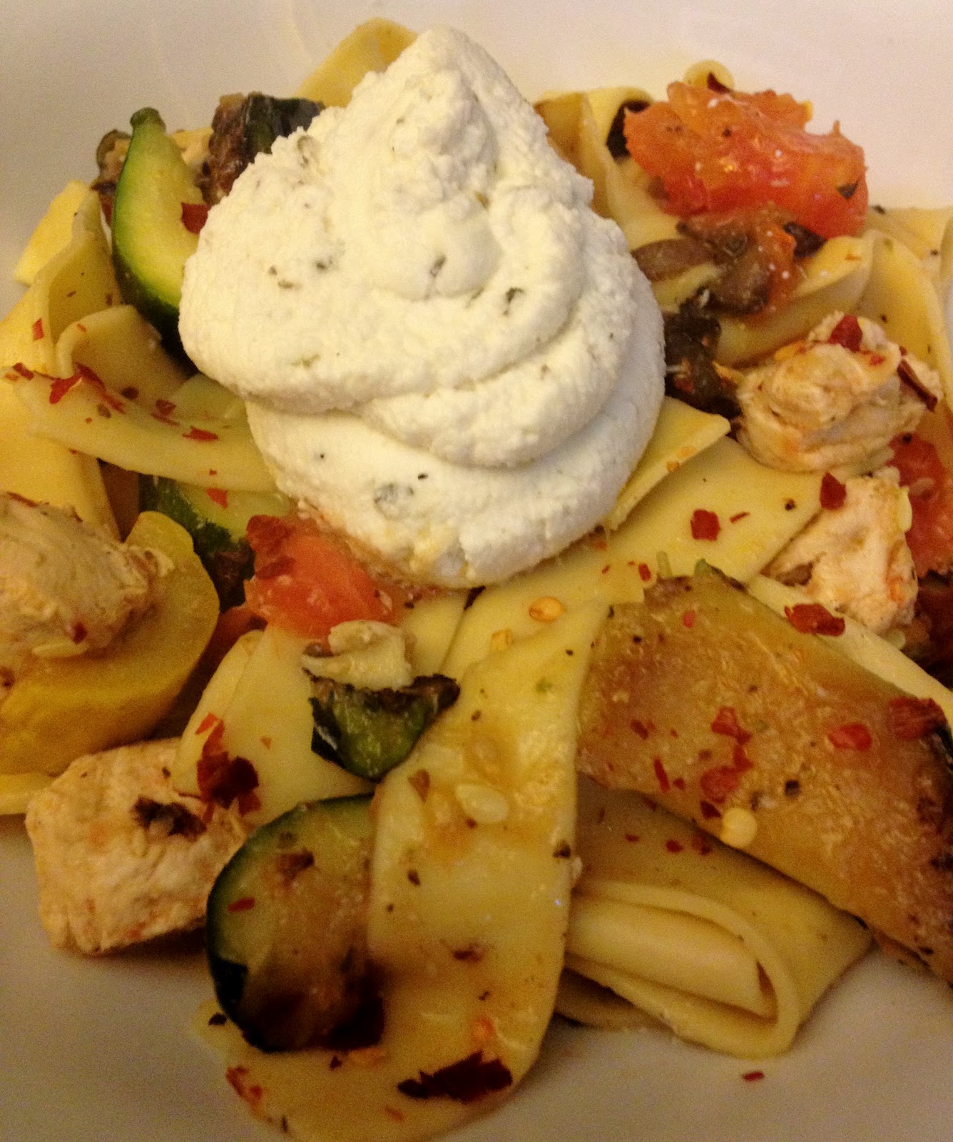 fiddello Pasta with Grilled Zuchinni and Herbed Ricotta