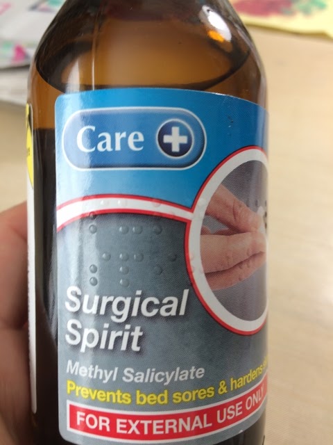 Surgical Spirit Surgical Spirit, Keep Stamp on Clear Block, Tip so stamp will not drop from clear block,