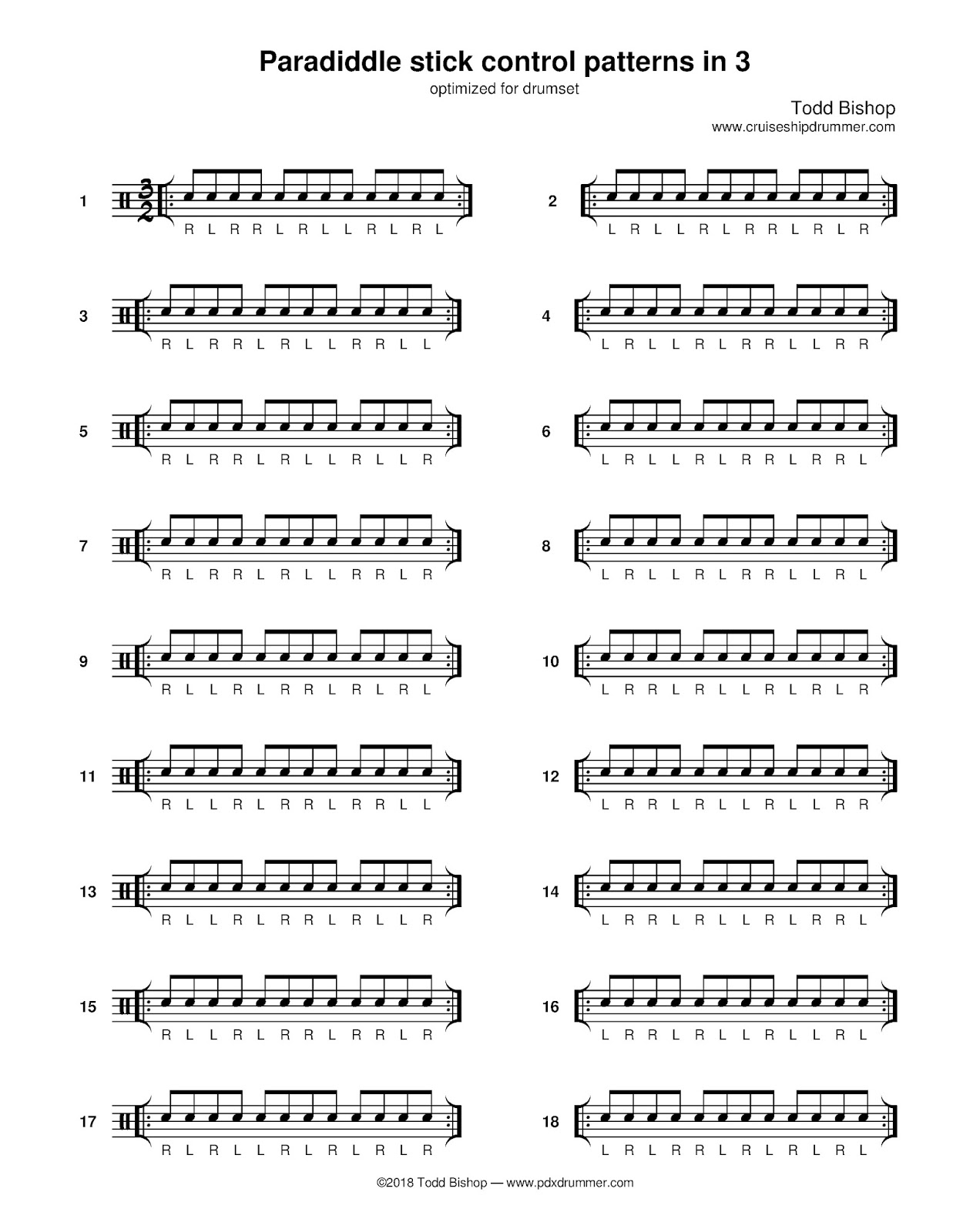 Cruise Ship Drummer!: Paradiddle stick control patterns in 3
