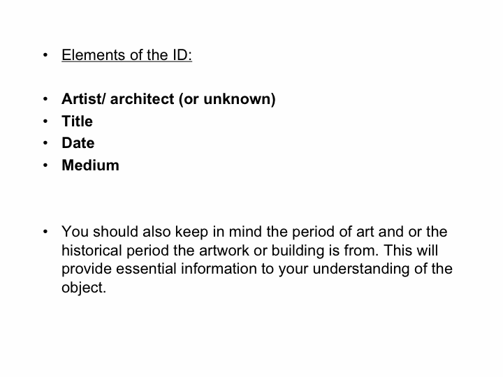 Learn Art History Slide ID and Form, Context, Content