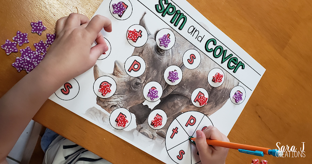 Spin and Cover Print and Go games to help review the alphabet