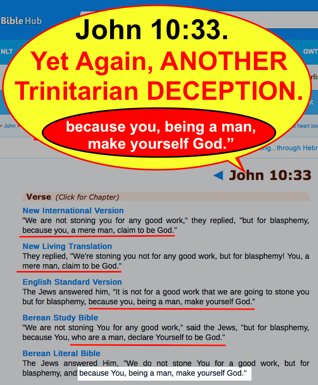 John 10:33. Yet Again, ANOTHER Trinitarian DECEPTION.