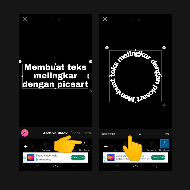 Cara Membuat Teks Melengkung Dengan Picsart Android Desainku