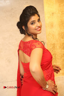 Actress Shyamala Stills in Red Saree at Okkadochadu Movie Audio Launch  0365