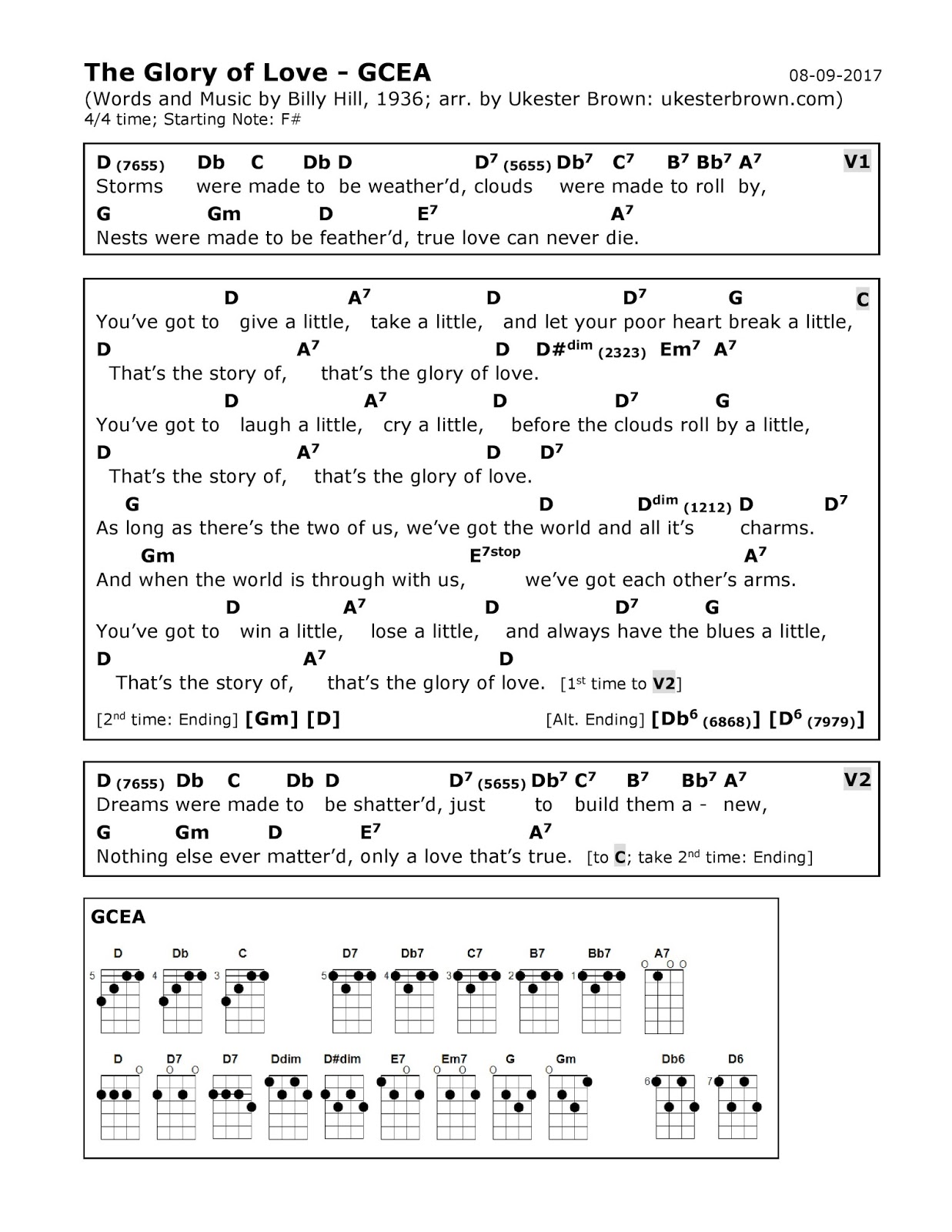 boyne river ukulele group the glory of love ukester brown arrangement ukesterbrown song sheets