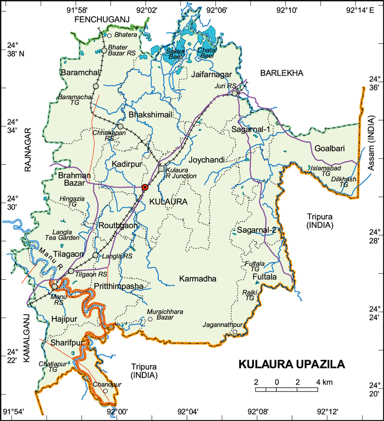 Kulaura Upazila Map Moulvibazar District Bangladesh