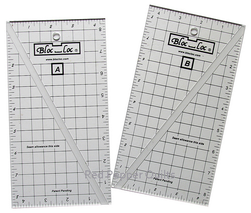 Half Square Triangle Comparison Bloc Loc Ruler vs Triangles on a