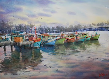Watercolour: Nelayan Kuala Besut