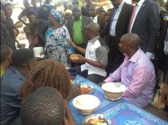 Governor Fayose Pictured Drinking Palmwine With Ekiti Residents At A Local Joint