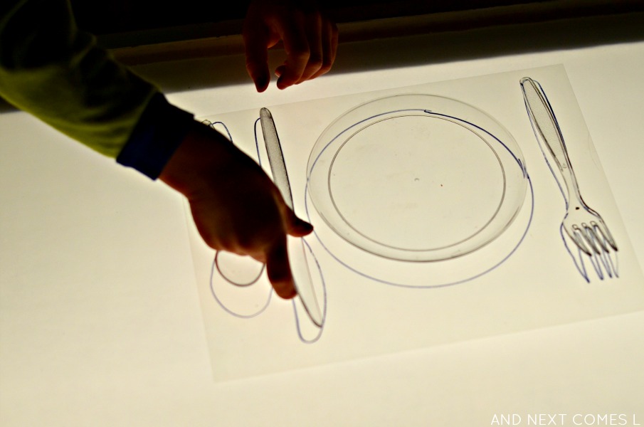 Teaching kids to set the table light table activity for kids