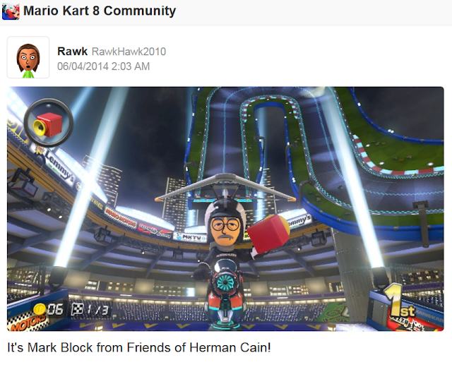 Mark Block in Mario Kart 8 Mark Block Mario Kart 8 Mii friends of Herman Cain