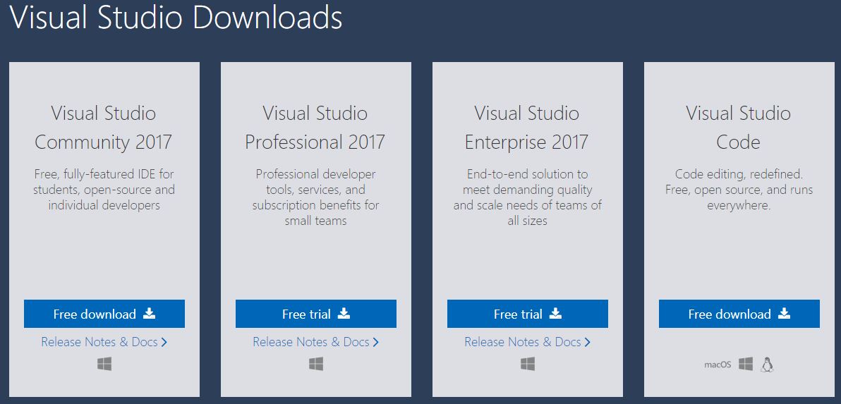 Install Visual Studio 2017 (Free)