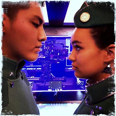 Kris Wu and Thalia Besson on the set of Valerian