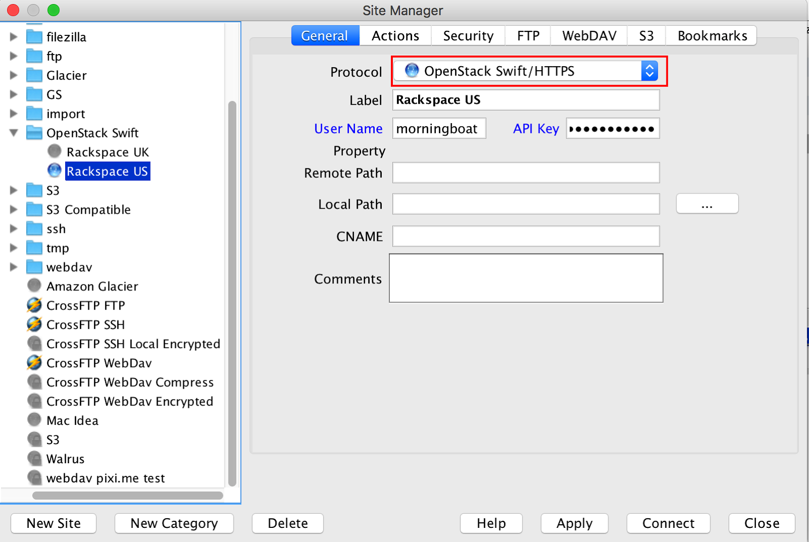 CrossFTP, FTP and Amazon S3 Client OpenStack Swift Rackspace Cient