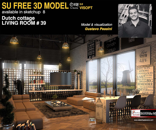 Stunning free Sketchup model Dutch Cottage Living room #39 - Vray ... Stunning free Sketchup model Dutch Cottage Living room #39 - Vray ...