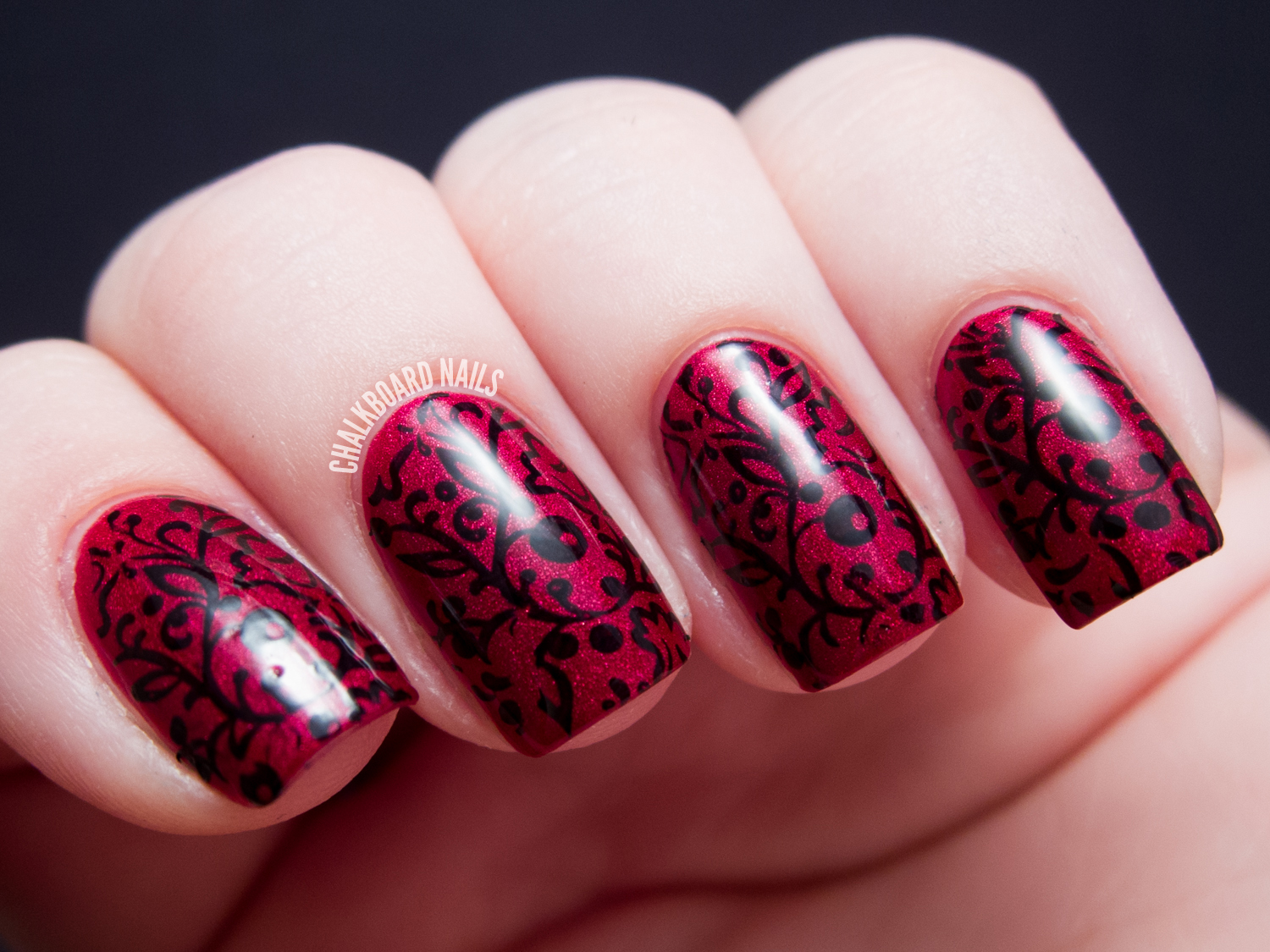 Velvet Floral Stamping | Chalkboard Nails | Nail Art Blog