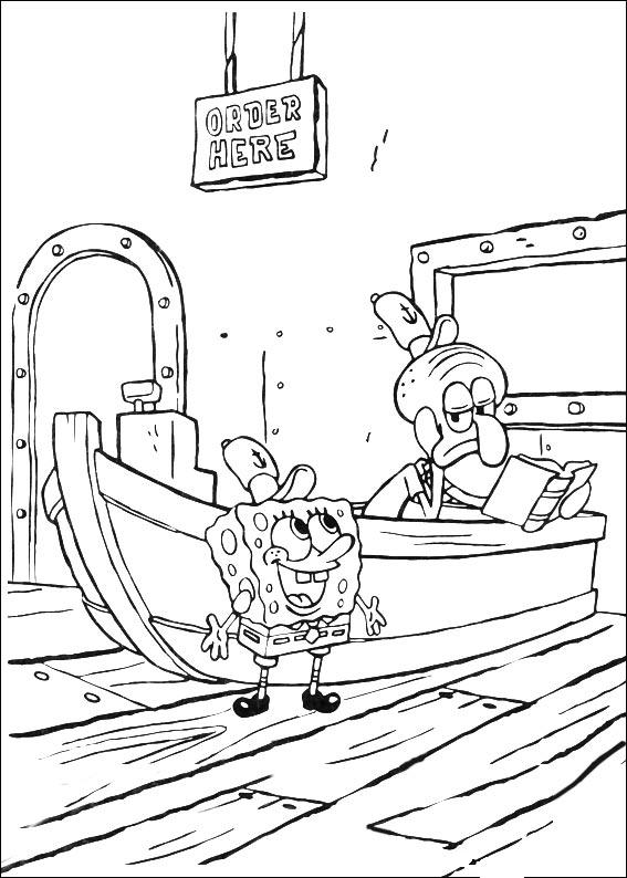 colorear dibujos y unir puntos: colorear personajes de bob esponja