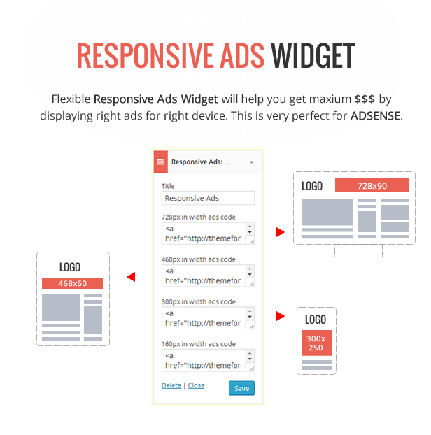 Responsive Ads Widget - Adsene Optimized - Delipress - Magazine and Review WordPress Theme