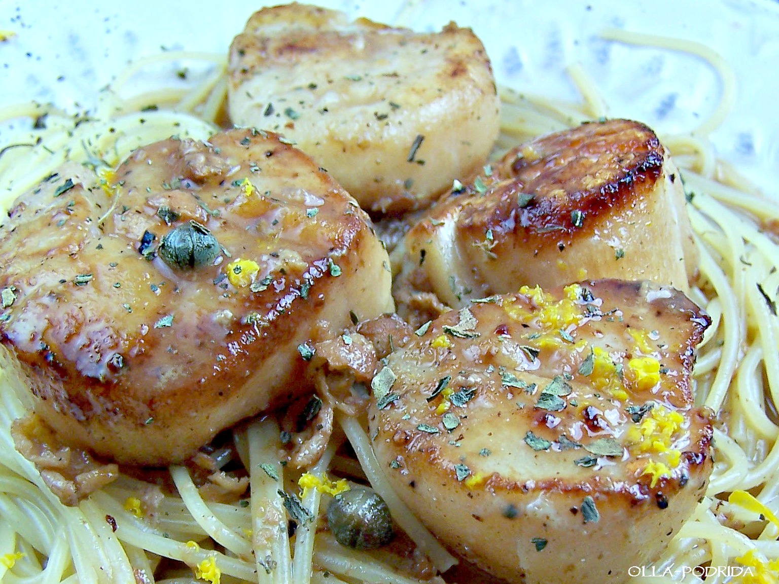 OllaPodrida Scallops with Capers, Lemon, and Basil