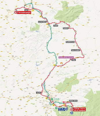 Mapa Etapa 10 La Vuelta 2013. Torredelcampo / Güéjar Sierra. Alto Hazallanas