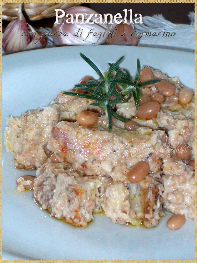 Panzanella con purea di fagioli e rosmarino