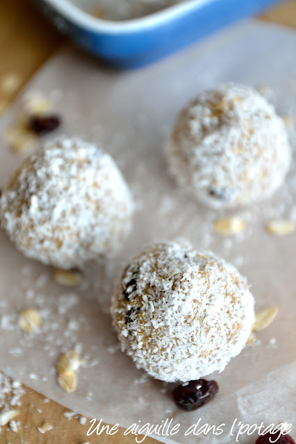Bouchées de flocons d'avoine, coco et cranberries 