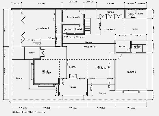 LINGKAR WARNA: Denah rumah minimalis 2 lantai sudut dengan luas tanah