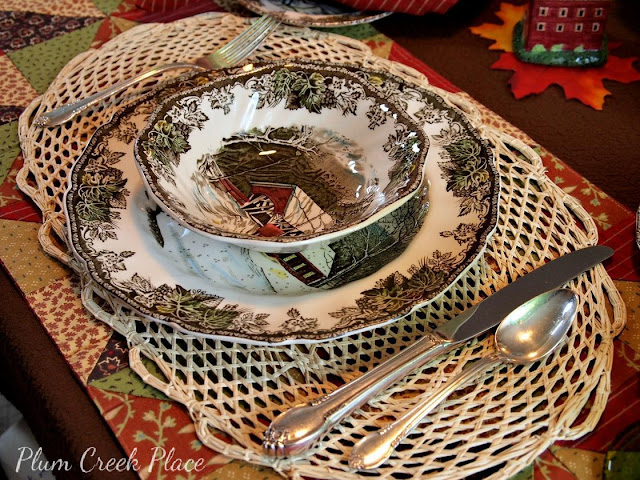 Johnson Brothers china, The Friendly Village, Park designs, Indian Summer, Rogers silverplate, Remembrance
