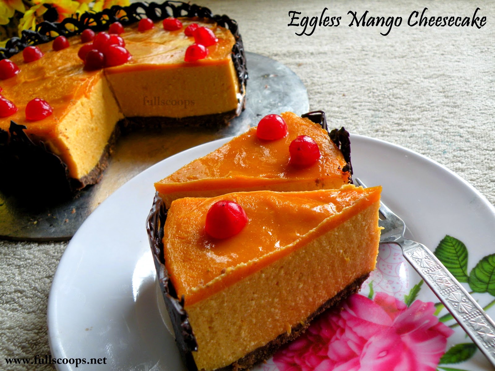 Eggless No Bake Mango Cheese Cake Easy No Bake Recipes Full Scoops