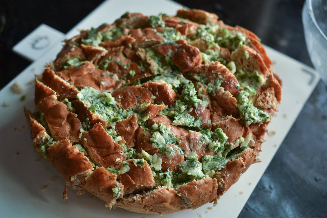 Greedy Girl Spinach and Herb garlic bread