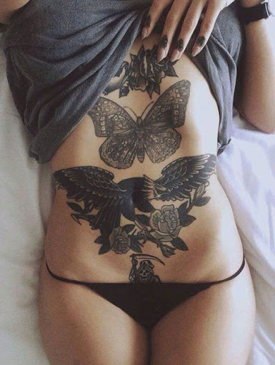 Águia com Flor e Borboleta