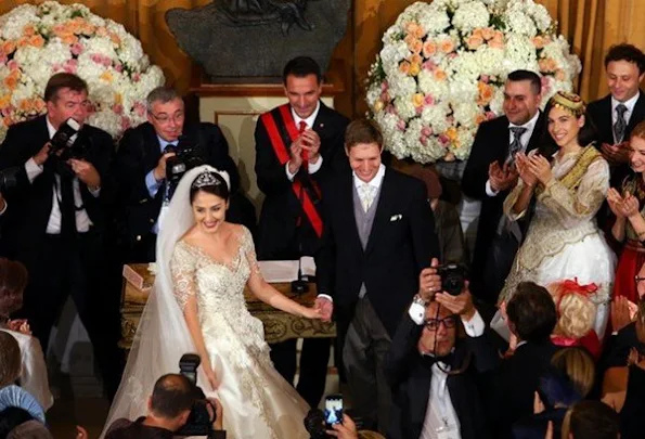 Prince Leka Zogu of Albania got married with singer Elia Zaharia in capital city Tiran, wedding ceremony wedding dresses wedding diamond tiara, royalty word royal family