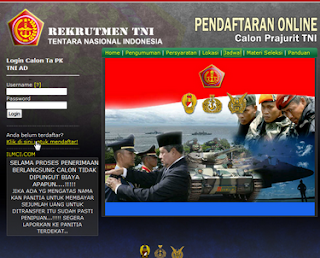 Download Contoh Pendaftaran Online Penerimaan Prajurit TNI AD