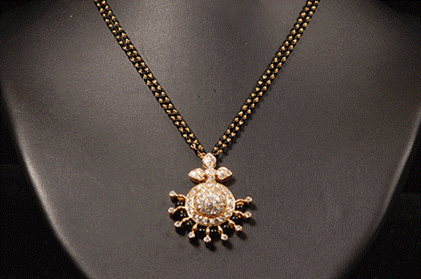 With Diamond Pendant Black Diamonds Nallapusalu Models Diamond