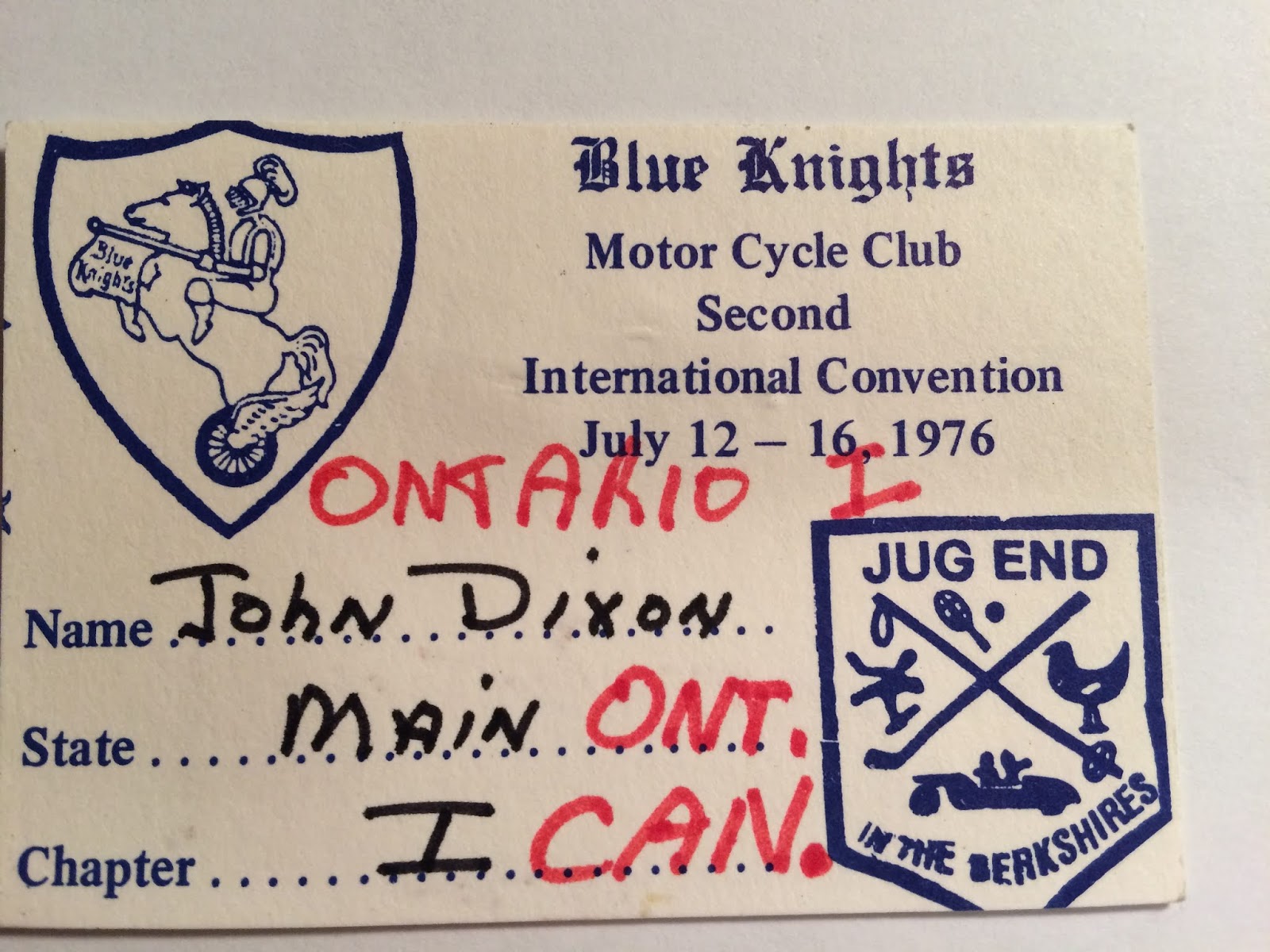 Dixon/Dagenais Family Genealogy Blog Blue Knights Motor Cycle Club ID