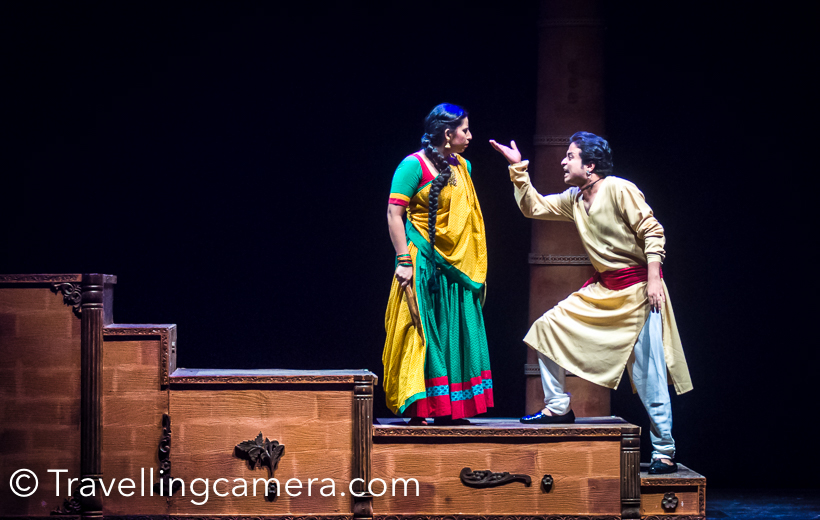 After 'Tajmahal ka Tender, we planned to visit NSD Summer Theatre festival last weekend for 'Ghazab Teri Adaa'. The action of play takes place in imaginary time and place which revolves arounf the never ending aspiration for the expansion of the kingdom and is the constant battle for the continuous fights in the battle field. A beautiful play which engages audience through musical commentary on aftermaths of war. It's not only about musical commentary but a good mix of humor and emotions.The play begins with the farewell address to soldiers for 100th warEverybody assembles to bid farewell to soldiers. Women happily send away their husband and sons being unaware about the brutal consequences of war.  I don't want to disclose the story here, and encourage you to visit National School of Drama to see this play, when it's showcased again.Women of the kingdom came together and planned to make soldiers & kind aware of human values. Idea was to discourage wars.When soldiers came back from the war, each lady in the region declined to have any physical intimacy. Some humorous scenes take the story forward.This play is directed by Dr Waman Kendre, who joined NSD as Director in 2013. Prior to joining NSD, Waman Kendre served as Professor and Director of Academy of Theatre Arts, University of Mumbai.  Cast of the play included - Deep Kumar as King, Manish Kumar as Pradhan. Soldiers include - Abdul Kadir Shah, Raju Roy, Akhil Pratap Gautam, Jaganath Seth, Mohan Lal Sagar, Raghavendra Pratap Singh, Shahnawaz Khan, Vipan Kumar, Basu Soni, Naresh Kumar.Annapurna Soni as laya, Chorus by Annapurna Soni, Reena Saini, Anamika Sagar, Ankita Gusain, Aparajita Dey, Sampa Mandal, Shruti Mishra.Abla - Vandana Sharma, Sonal, Shilpa VermaRani - SonalDasi - Ankita Gusain