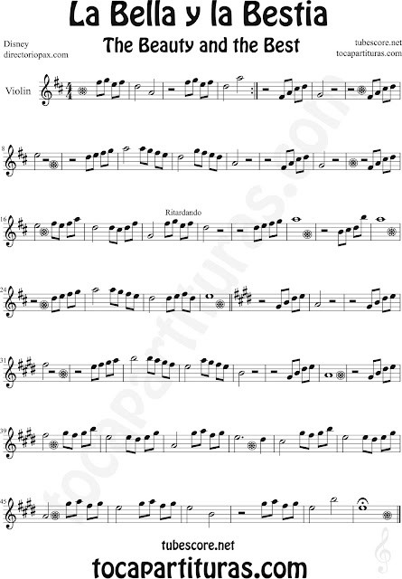  Beauty and the Beast Sheet Music for Violin Disney OST Music Scores
