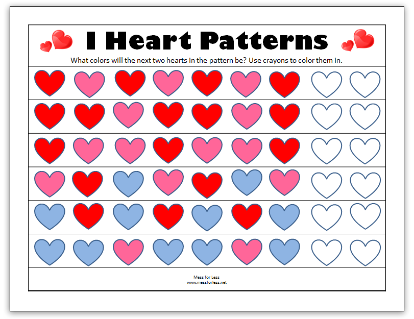 Valentine's Math - Kindergarten Worksheets | Mess For Less