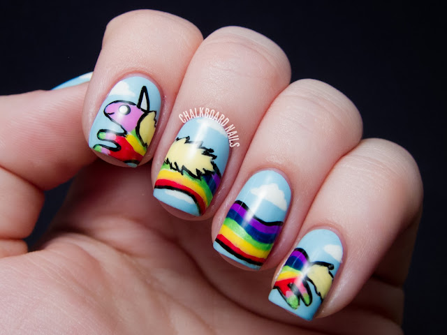 Chalkboard Nails: Lady Rainicorn Adventure Time Nail Art