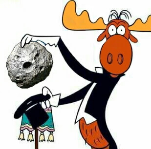 Bullwinkle pulling an asteroid from his hat