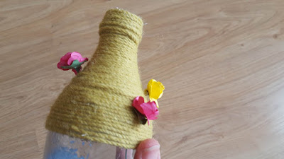 DIY Yarn Covered Glass Bottle